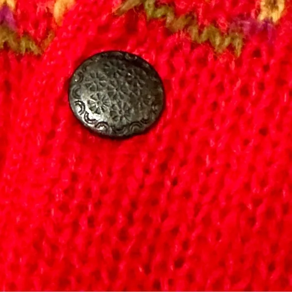 United Colors Of Benetton Red and Purple Cardigan Cabincore Chunky Vibrant 90s - Picture 9 of 9